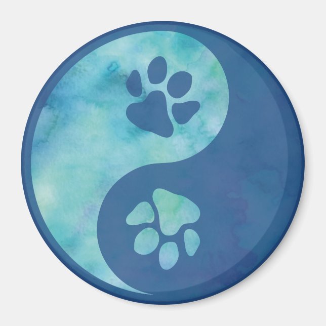 Yin Yang Paw Blue Magnet (Front)