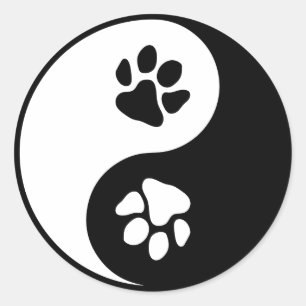 Yin Yang Paw Classic Round Sticker