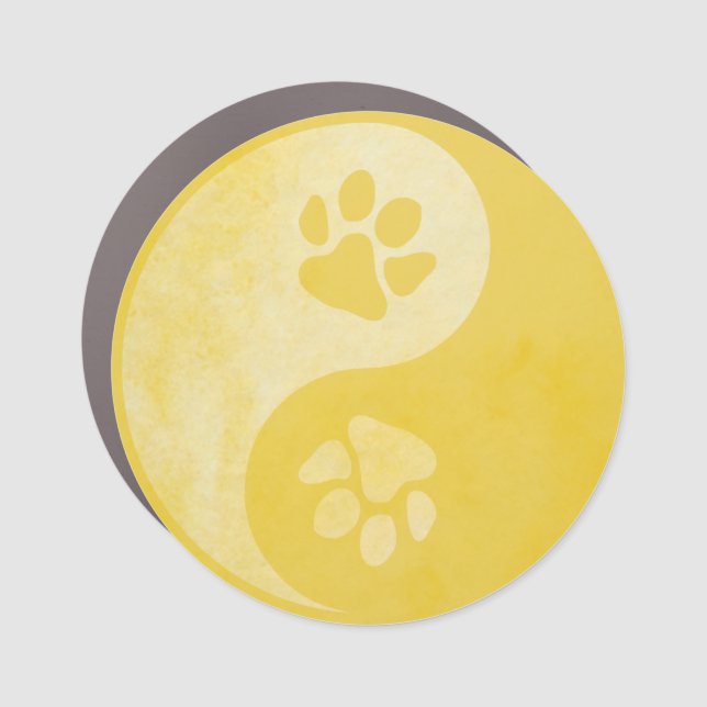 Yin Yang Paw Gold Car Magnet (Front)