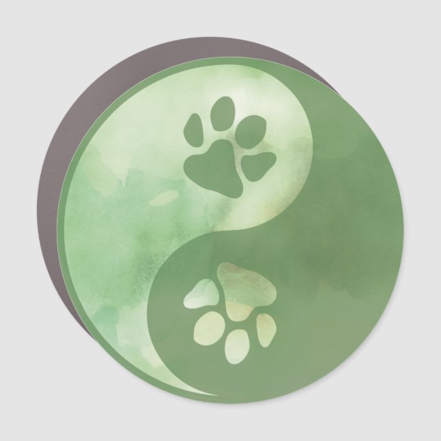 Yin Yang Paw Green Car Magnet (Front)