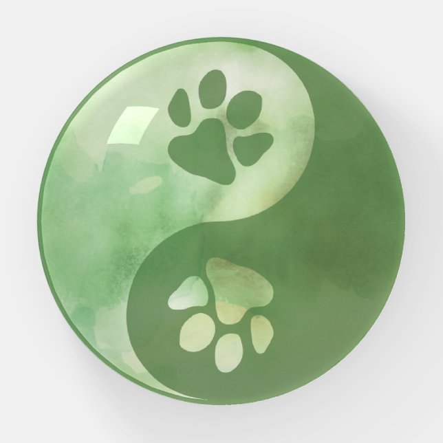 Yin Yang Paw Green Paperweight (Front)
