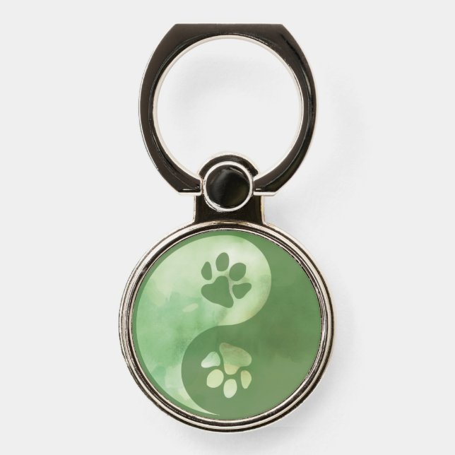 Yin Yang Paw Green Phone Ring Stand (Front)