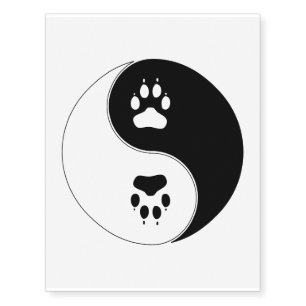 Yin Yang Paw Print Temporary Tattoos