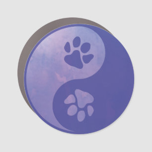 Yin Yang Paw Purple Car Magnet