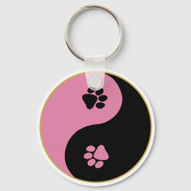 Yin Yang Paws Pink Keychain (Front)