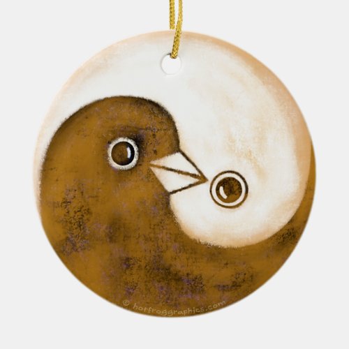 Yin Yang peace doves ceramic decoration