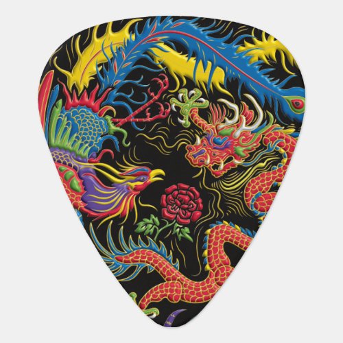 Yin Yang Phoenix and Dragon Guitar Pick