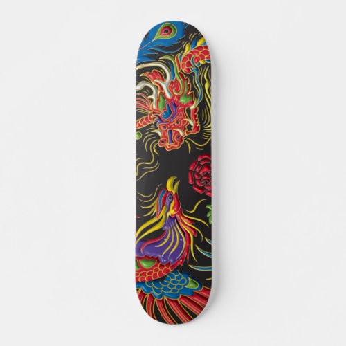 Yin Yang Phoenix and Dragon Skateboard Deck