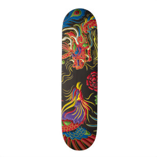 Yin Yang Phoenix and Dragon Skateboard Deck