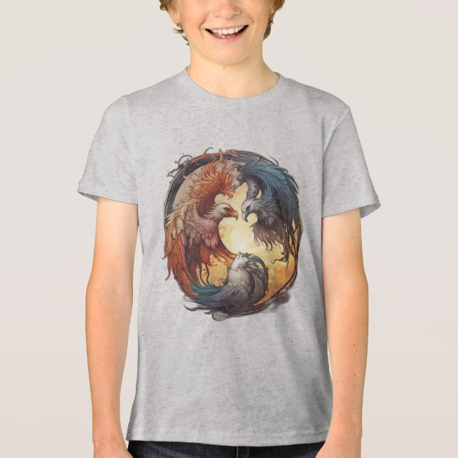 Yin Yang Phoenix – Rebirth Through Balance Tri-Blend Shirt (Front)