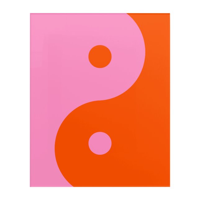 Yin Yang Pink And Orange Acrylic Print (Front)