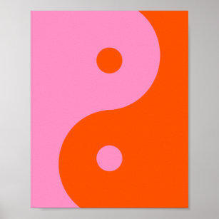 Yin Yang Pink And Orange Poster