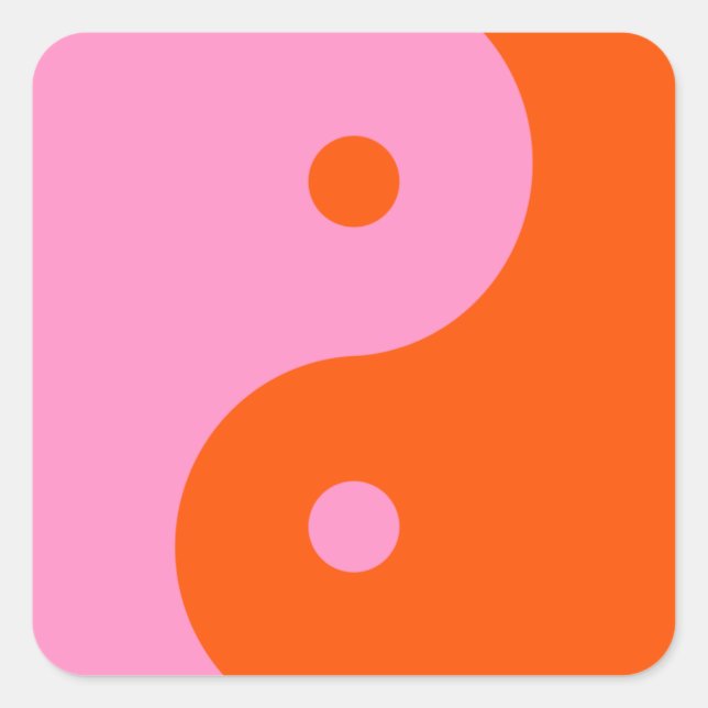 Yin Yang Pink And Orange Square Sticker (Front)