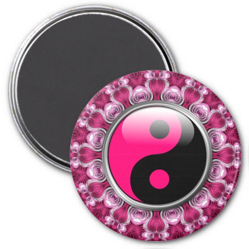 Yin Yang Pink Hearts Magnet