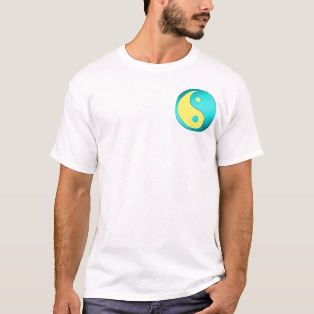 Yin-Yang, pocket, blue & lt. blue T-Shirt (Front)