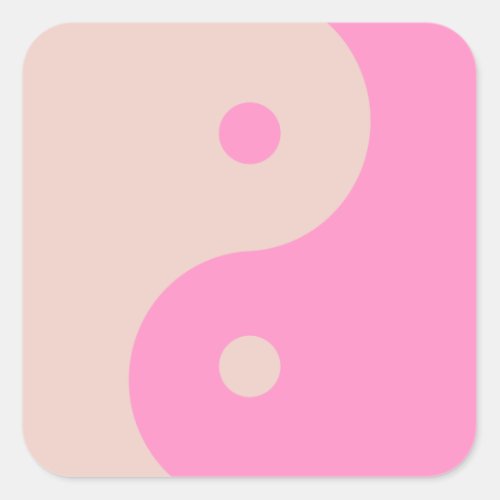 Yin Yang Print Peach And Pink Preppy Minimalistic Square Sticker