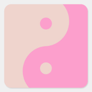 Yin Yang Print Peach And Pink Preppy Minimalistic Square Sticker