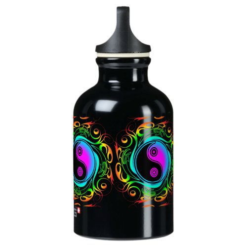 Yin Yang Psychedelic Rainbow Tattoo Aluminum Water Bottle