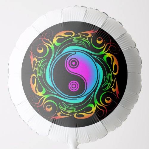 Yin Yang Psychedelic Rainbow Tattoo Balloon