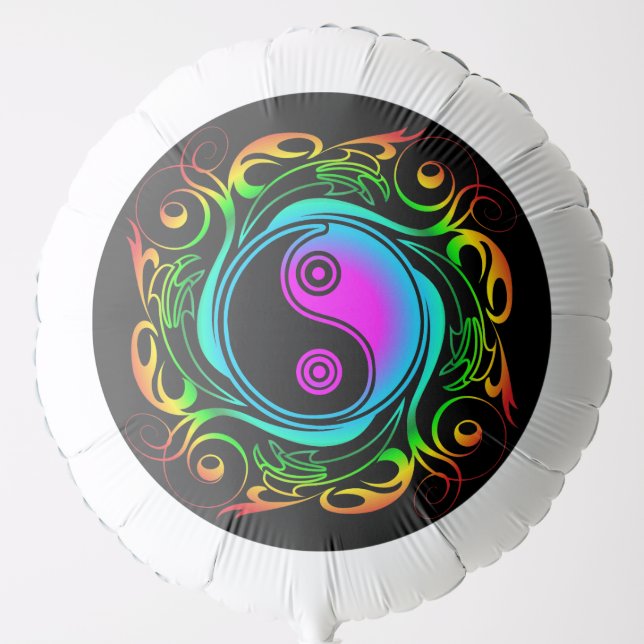 Yin Yang Psychedelic Rainbow Tattoo Balloon (Front)