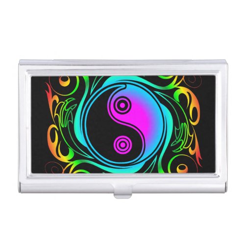 Yin Yang Psychedelic Rainbow Tattoo Business Card Case