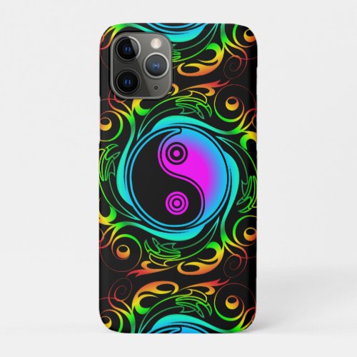 Yin Yang Psychedelic Rainbow Tattoo iPhone 11 Pro Case