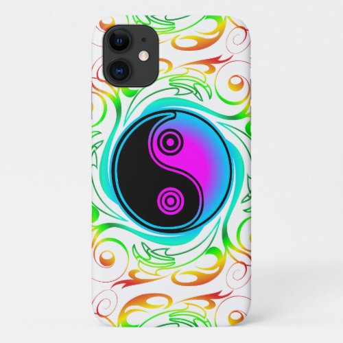 Yin Yang Psychedelic Rainbow Tattoo iPhone 11 Case