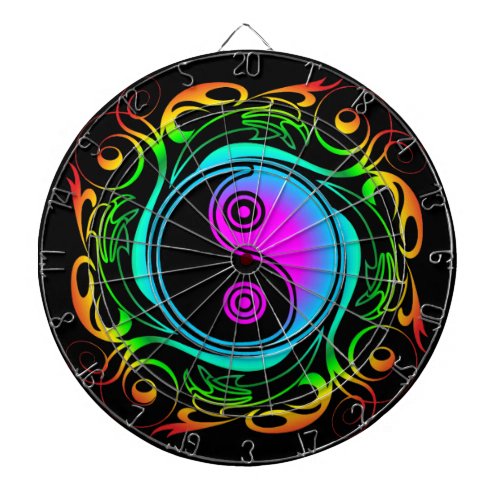 Yin Yang Psychedelic Rainbow Tattoo Dart Board