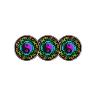 Yin Yang Psychedelic Rainbow Tattoo Golf Ball Marker