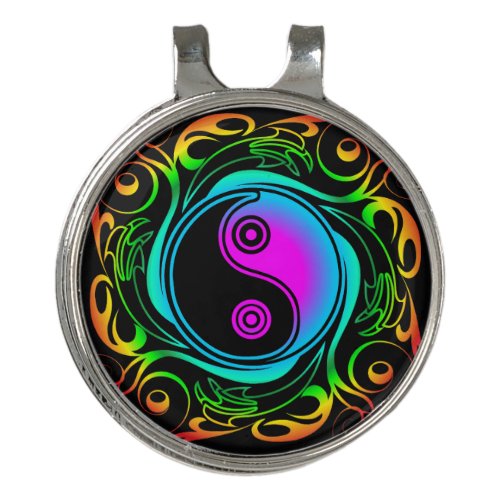 Yin Yang Psychedelic Rainbow Tattoo Golf Hat Clip