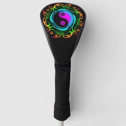 Yin Yang Psychedelic Rainbow Tattoo Golf Head Cover