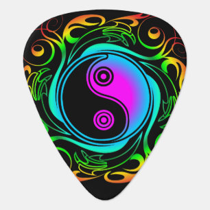 Yin Yang Psychedelic Rainbow Tattoo Guitar Pick