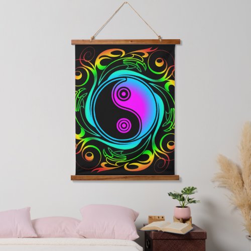 Yin Yang Psychedelic Rainbow Tattoo Hanging Tapestry