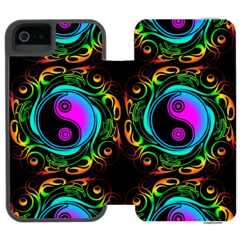 Yin Yang Psychedelic Rainbow Tattoo iPhone SE55s Wallet Case
