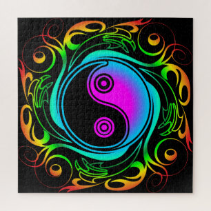Yin Yang Psychedelic Rainbow Tattoo Jigsaw Puzzle