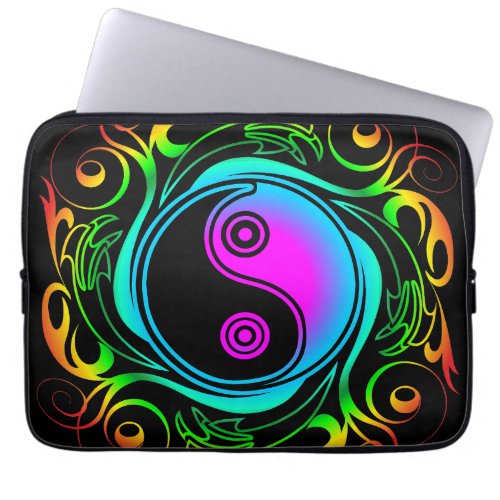 Yin Yang Psychedelic Rainbow Tattoo Laptop Sleeve