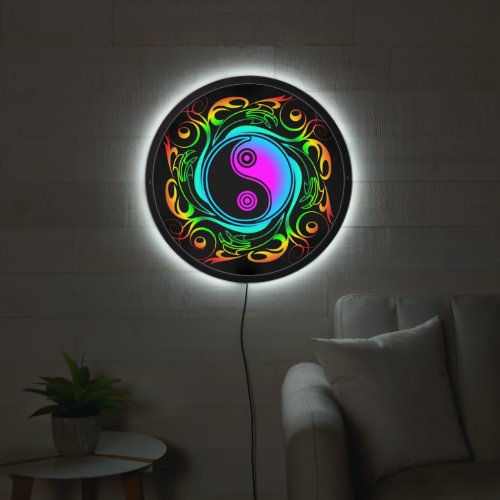 Yin Yang Psychedelic Rainbow Tattoo LED Sign