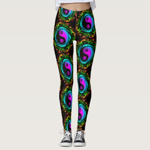 Yin Yang Psychedelic Rainbow Tattoo Leggings