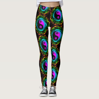Yin Yang Psychedelic Rainbow Tattoo Leggings