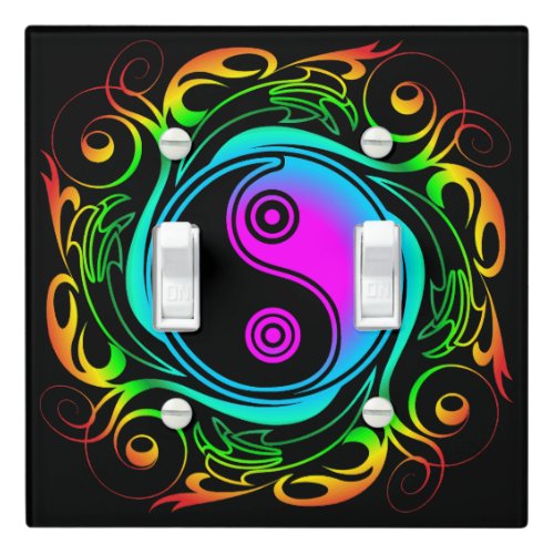 Yin Yang Psychedelic Rainbow Tattoo Light Switch Cover