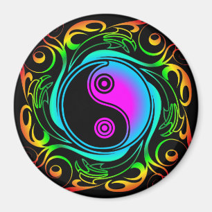 Yin Yang Psychedelic Rainbow Tattoo Magnet
