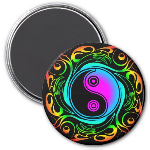 Yin Yang Psychedelic Rainbow Tattoo Magnet
