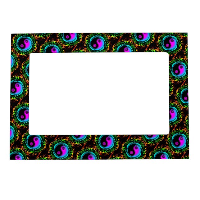 Yin Yang Psychedelic Rainbow Tattoo Magnetic Frame (Front)