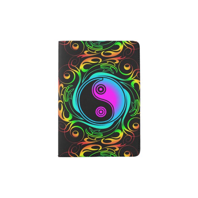 Yin Yang Psychedelic Rainbow Tattoo Passport Holder (Front)