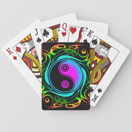 Yin Yang Psychedelic Rainbow Tattoo Poker Cards