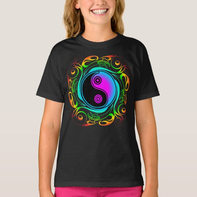 Yin Yang Psychedelic Rainbow Tattoo T-Shirt (Front)
