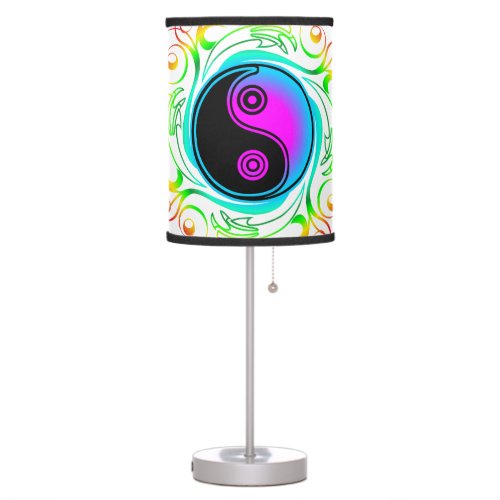 Yin Yang Psychedelic Rainbow Tattoo Table Lamp
