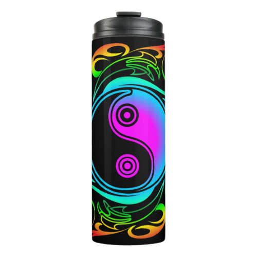 Yin Yang Psychedelic Rainbow Tattoo Thermal Tumbler