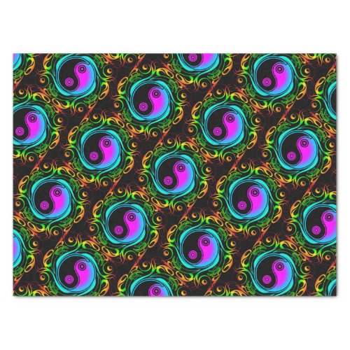 Yin Yang Psychedelic Rainbow Tattoo Tissue Paper