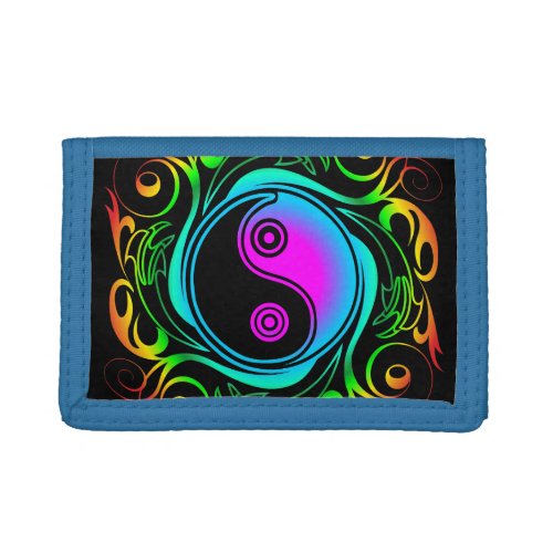 Yin Yang Psychedelic Rainbow Tattoo Trifold Wallet